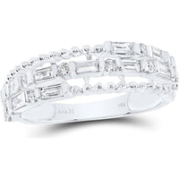 GND 14K White Gold Fashion Band Ring with Channel-Set Baguette and Round Diamonds - 0.38 Carat Total Diamond Weight