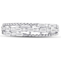 GND 14K White Gold Fashion Band Ring with Channel-Set Baguette and Round Diamonds - 0.38 Carat Total Diamond Weight