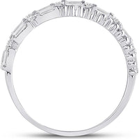 GND 14K White Gold Fashion Band Ring with Channel-Set Baguette and Round Diamonds - 0.38 Carat Total Diamond Weight