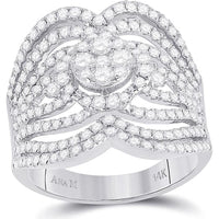 GND 14K White Gold Fashion Ring with Prong-Set Round Diamonds – 1.76 Carats Total