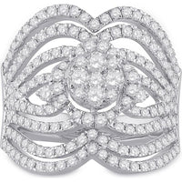 GND 14K White Gold Fashion Ring with Prong-Set Round Diamonds – 1.76 Carats Total