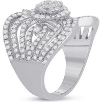 GND 14K White Gold Fashion Ring with Prong-Set Round Diamonds – 1.76 Carats Total