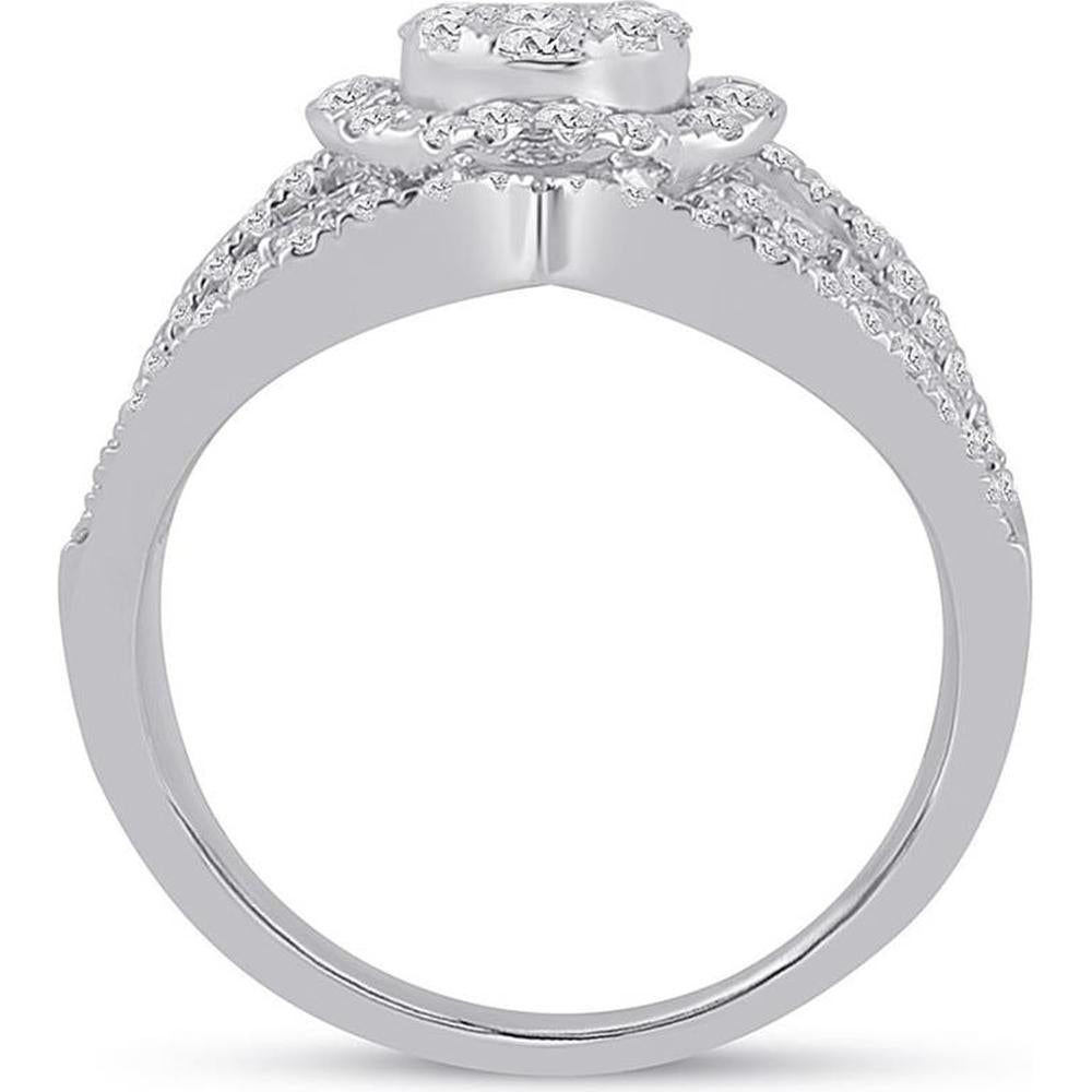 GND 14K White Gold Fashion Ring with Prong-Set Round Diamonds – 1.76 Carats Total