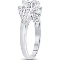 GND 14K White Gold Marquise Diamond Solitaire Engagement Ring with Channel-Set Baguette and Round Diamonds – 3/4 Total Carat Weight