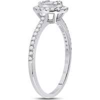 GND 14K White Gold Oval Cluster Ring with Channel-Set Baguette and Pave Round Diamonds - 1/3 Total Carat Weight