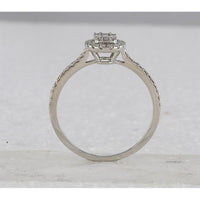 GND 14K White Gold Oval Cluster Ring with Channel-Set Baguette and Pave Round Diamonds - 1/3 Total Carat Weight