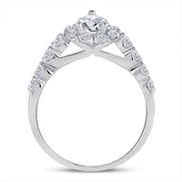 GND 14K White Gold Oval Diamond Bridal Wedding Ring Set with Prong-Set Round Diamonds - 2.00 Carat Total Diamond Weight