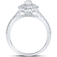 GND 14K White Gold Oval Diamond Halo Bridal Engagement Ring - 1.00 Carat Total Diamond Weight