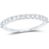 GND 14K White Gold Pave-Set Round Diamond Wedding and Anniversary Band - 0.50 Carat Total Diamond Weight