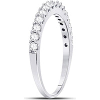 GND 14K White Gold Pave-Set Round Diamond Wedding and Anniversary Band - 0.50 Carat Total Diamond Weight