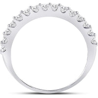 GND 14K White Gold Pave-Set Round Diamond Wedding and Anniversary Band - 0.50 Carat Total Diamond Weight