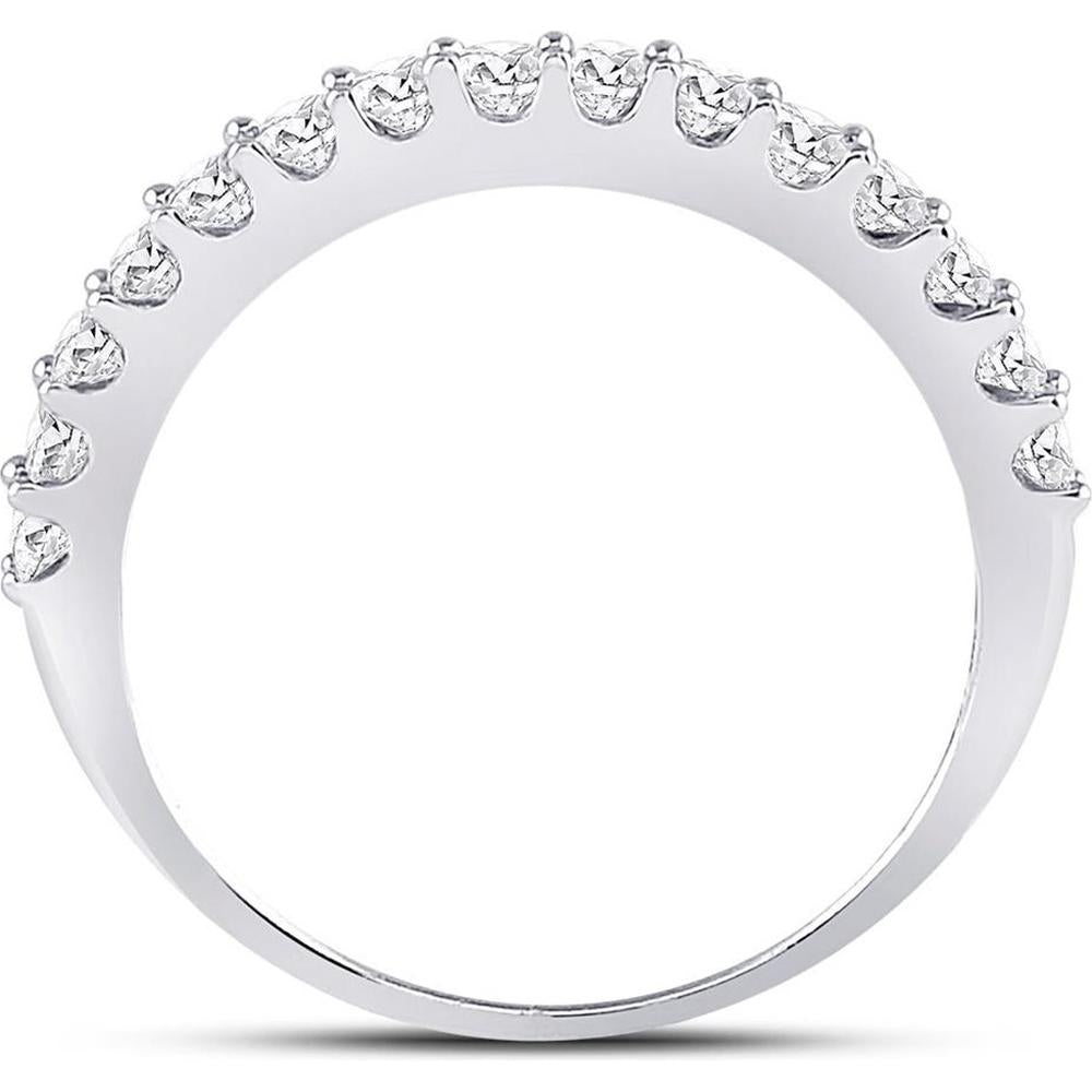 GND 14K White Gold Pave-Set Round Diamond Wedding and Anniversary Band - 0.50 Carat Total Diamond Weight