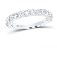 GND 14K White Gold Pave-Set Round Diamond Wedding Band - 1.0 Carat Total Diamond Weight