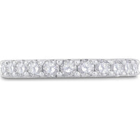 GND 14K White Gold Pave-Set Round Diamond Wedding Band - 1.0 Carat Total Diamond Weight