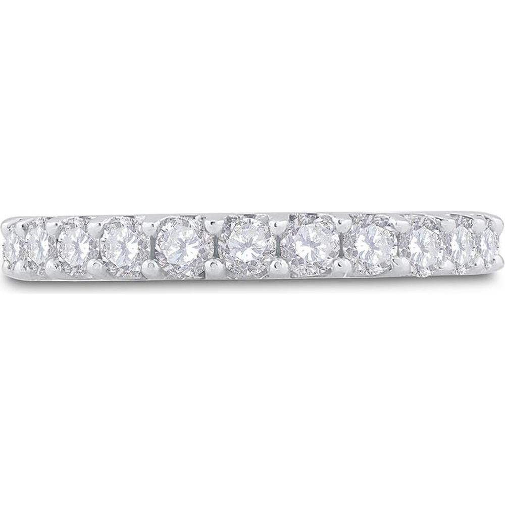 GND 14K White Gold Pave-Set Round Diamond Wedding Band - 1.0 Carat Total Diamond Weight