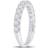 GND 14K White Gold Pave-Set Round Diamond Wedding Band - 1.0 Carat Total Diamond Weight
