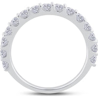 GND 14K White Gold Pave-Set Round Diamond Wedding Band - 1.0 Carat Total Diamond Weight