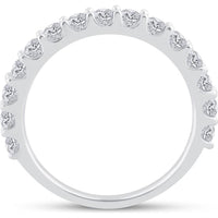 GND 14K White Gold Pave-Set Round Diamond Wedding Band - 1.0 Carat Total Diamond Weight
