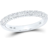 GND 14K White Gold Pave-Set Round Diamond Wedding Band - 1/2 Total Carat Weight