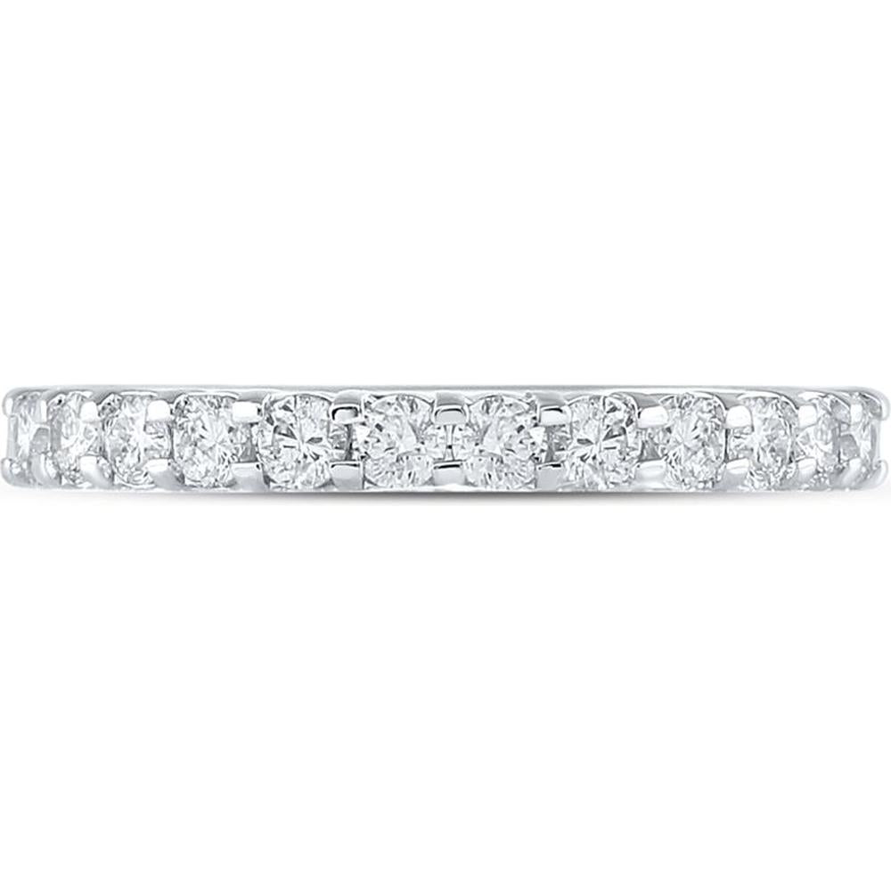GND 14K White Gold Pave-Set Round Diamond Wedding Band - 1/2 Total Carat Weight