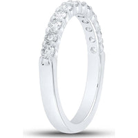 GND 14K White Gold Pave-Set Round Diamond Wedding Band - 1/2 Total Carat Weight