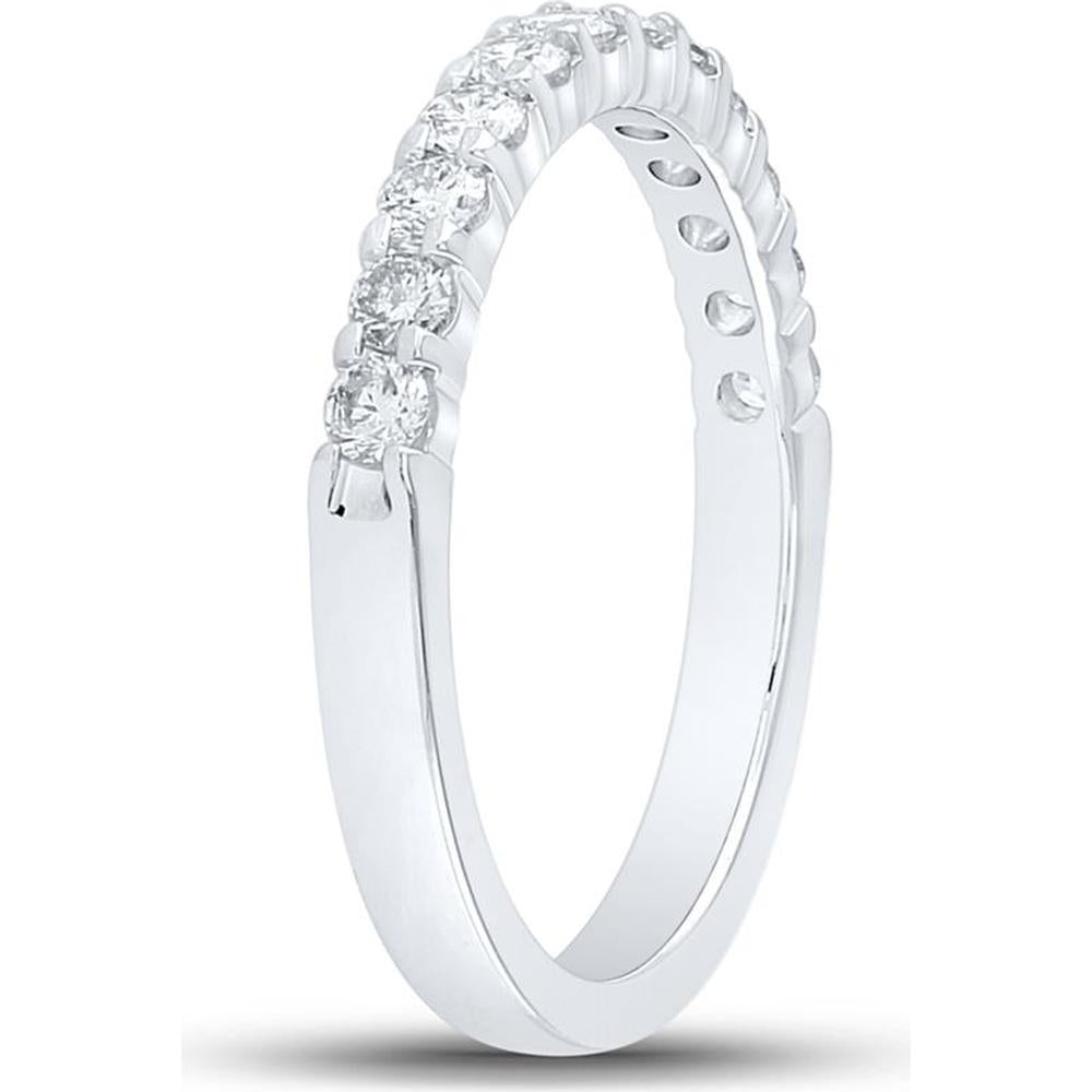 GND 14K White Gold Pave-Set Round Diamond Wedding Band - 1/2 Total Carat Weight