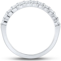 GND 14K White Gold Pave-Set Round Diamond Wedding Band - 1/2 Total Carat Weight