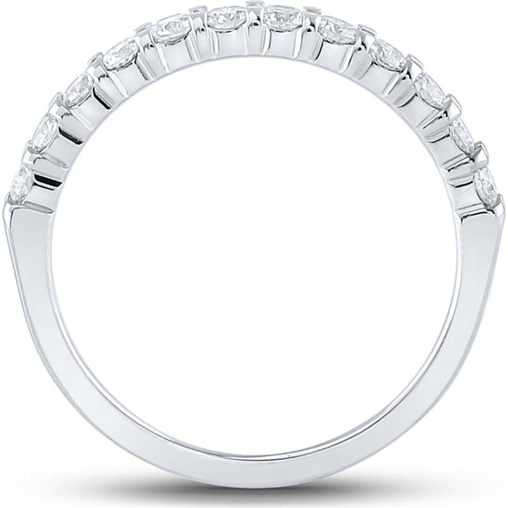 GND 14K White Gold Pave-Set Round Diamond Wedding Band - 1/2 Total Carat Weight
