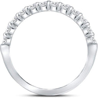 GND 14K White Gold Pave-Set Round Diamond Wedding Band - 1/2 Total Carat Weight
