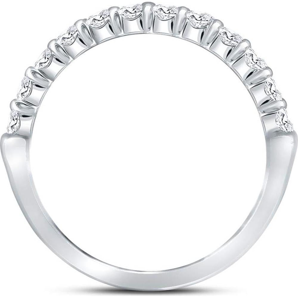 GND 14K White Gold Pave-Set Round Diamond Wedding Band - 1/2 Total Carat Weight