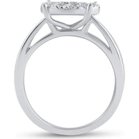 GND 14K White Gold Princess and Round Diamond Cluster Bridal Engagement Ring – 1.00 Carat Total Diamond Weight
