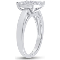 GND 14K White Gold Princess and Round Diamond Cluster Bridal Engagement Ring – 1.00 Carat Total Diamond Weight