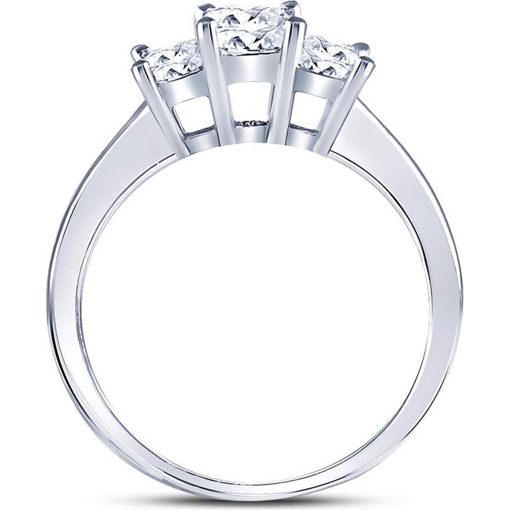 GND 14K White Gold Princess-Cut Diamond 3-Stone Engagement Ring – 1.03 Carat Total Diamond Weight