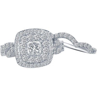 GND 14K White Gold Princess-Cut Diamond Bridal Wedding Ring Set with 2 Carat Total Diamond Weight