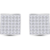 GND 14K White Gold Princess-Cut Diamond Square Stud Earrings - 1-1/2 Carat Total Diamond Weight