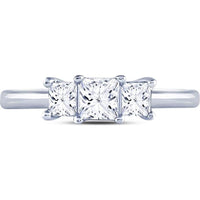 GND 14K White Gold Princess Diamond 3-Stone Bridal Engagement Ring - 1.00 Carat Total Diamond Weight