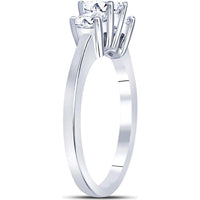 GND 14K White Gold Princess Diamond 3-Stone Bridal Engagement Ring - 1.00 Carat Total Diamond Weight