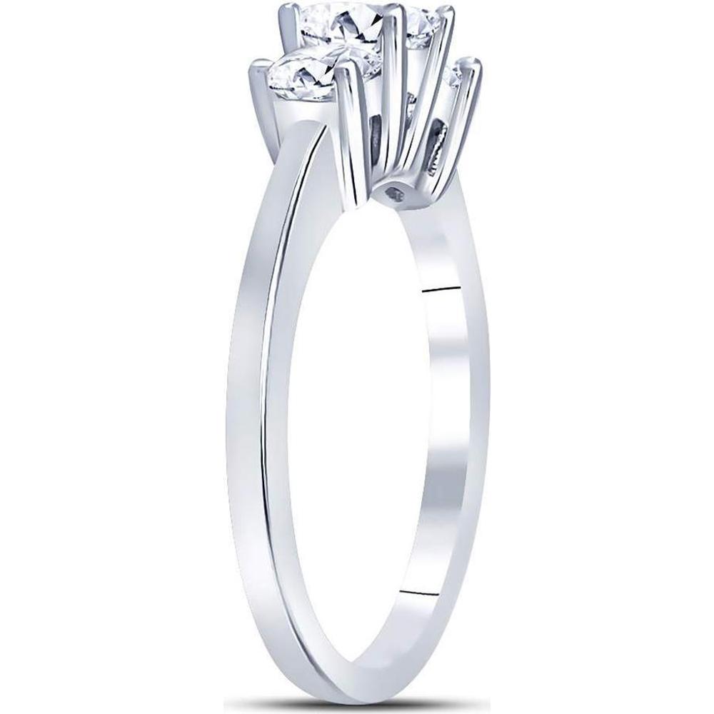 GND 14K White Gold Princess Diamond 3-Stone Bridal Engagement Ring - 1.00 Carat Total Diamond Weight