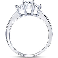 GND 14K White Gold Princess Diamond 3-Stone Bridal Engagement Ring - 1.00 Carat Total Diamond Weight