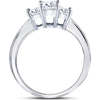 GND 14K White Gold Princess Diamond 3-Stone Bridal Engagement Ring - 1.00 Carat Total Diamond Weight