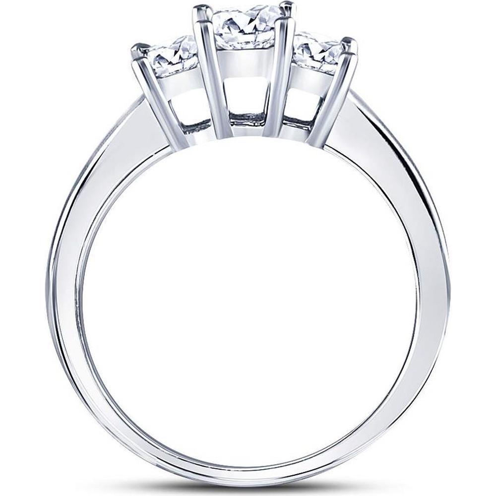 GND 14K White Gold Princess Diamond 3-Stone Bridal Engagement Ring - 1.00 Carat Total Diamond Weight