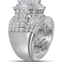 GND 14K White Gold Princess Diamond Bridal Wedding Ring Set with 1.07 Carat Princess and 2.66 Carat Round Diamonds - 3.75 Carat Total Diamond Weight