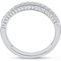 GND 14K White Gold Princess Diamond Bridal Wedding Ring Set with Halo and Pave-Set Round Diamonds - 1.00 Carat Total Diamond Weight