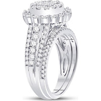 GND 14K White Gold Princess Diamond Bridal Wedding Ring Set with Halo and Round Diamonds – 1.50 Carat Total Diamond Weight