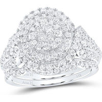 GND 14K White Gold Princess Diamond Bridal Wedding Ring Set with Invisible and Prong-Set Diamonds - 1.25 Carat Total Diamond Weight