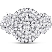 GND 14K White Gold Princess Diamond Bridal Wedding Ring Set with Invisible and Prong-Set Diamonds - 1.25 Carat Total Diamond Weight
