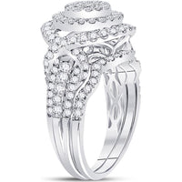 GND 14K White Gold Princess Diamond Bridal Wedding Ring Set with Invisible and Prong-Set Diamonds - 1.25 Carat Total Diamond Weight