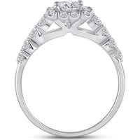 GND 14K White Gold Princess Diamond Bridal Wedding Ring Set with Round Halo Diamonds - 2 Carat Total Weight