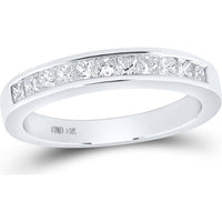GND 14K White Gold Princess Diamond Channel-Set Wedding Band - 0.50 Carat Total Diamond Weight