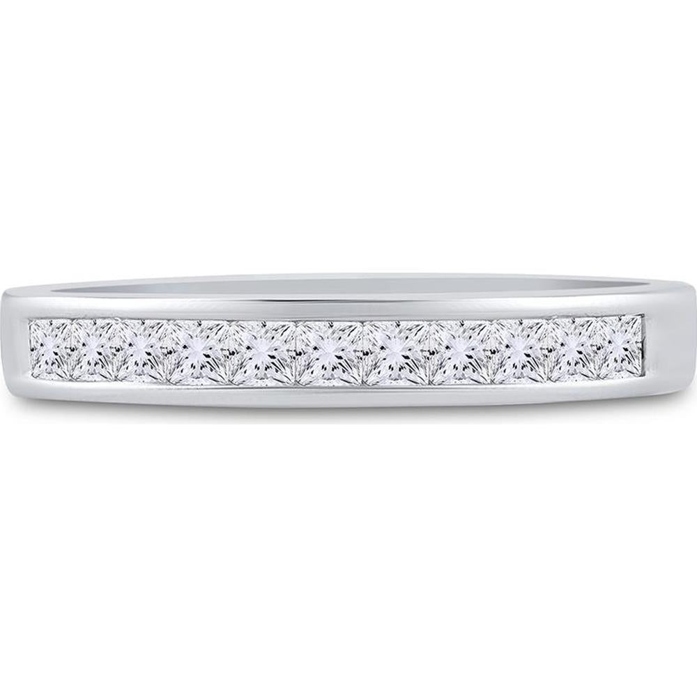 GND 14K White Gold Princess Diamond Channel-Set Wedding Band - 0.50 Carat Total Diamond Weight